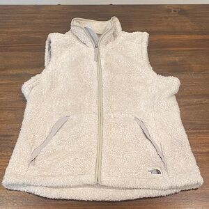 Women’s large north face cream with light gray vest